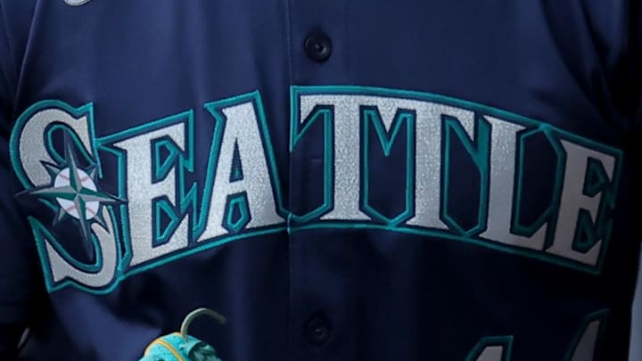 Seattle Mariners center fielder Julio Rodriguez (44) in the dugout before a game against the New York Yankees at Yankee Stadium on July 10. 