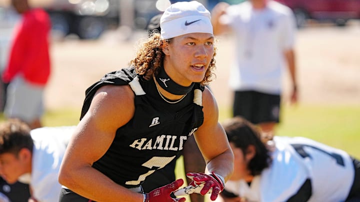 Hamilton linebacker Beau Jandreau during practice at Hamilton High School.