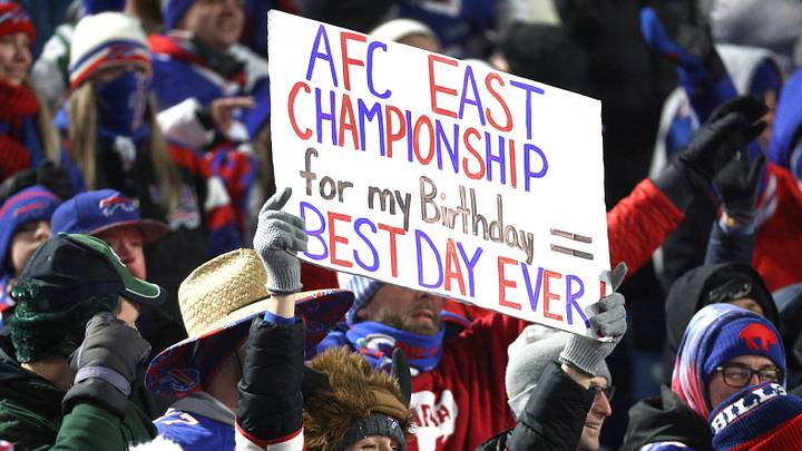 Fans show their support for the Bills as they clinch the AFC East with a win over the Jets. Fans show their support for the Bills as they clinch the AFC East with a win over the Jets.