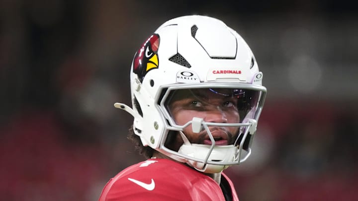 Arizona Cardinals quarterback Kyler Murray (1) warms up before their game against the Las Vegas Raiders at State Farm Stadium in Glendale, on Aug. 23, 2025. Arizona Cardinals quarterback Kyler Murray (1) warms up before their game against the Las Vegas Raiders at State Farm Stadium in Glendale, on Aug. 23, 2025.
