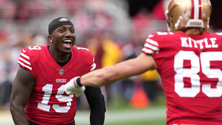 San Francisco 49ers wide receiver Deebo Samuel (19) with tight end George Kittle (85) San Francisco 49ers wide receiver Deebo Samuel (19) with tight end George Kittle (85)