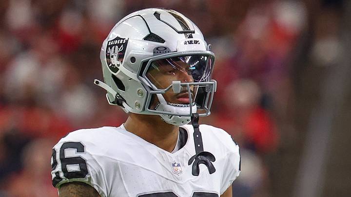 Dec 21, 2025; Houston, Texas, USA; Las Vegas Raiders cornerback Darien Porter (26) during a television timeout against the Houston Texans in the first quarter at NRG Stadium. Mandatory Credit: Thomas Shea-Imagn Images Dec 21, 2025; Houston, Texas, USA; Las Vegas Raiders cornerback Darien Porter (26) during a television timeout against the Houston Texans in the first quarter at NRG Stadium. Mandatory Credit: Thomas Shea-Imagn Images