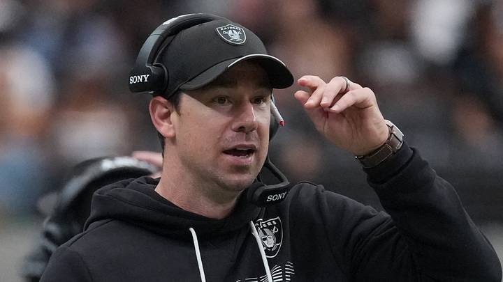 Sep 13, 2026; Paradise, Nevada, USA; Las Vegas Raiders head coach Klint Kubiak reacts to a touchdown in the second quarter against the Miami Dolphins at Allegiant Stadium. Mandatory Credit: Kirby Lee-Imagn Images Sep 13, 2026; Paradise, Nevada, USA; Las Vegas Raiders head coach Klint Kubiak reacts to a touchdown in the second quarter against the Miami Dolphins at Allegiant Stadium. Mandatory Credit: Kirby Lee-Imagn Images