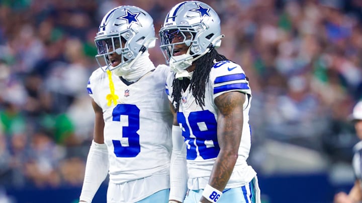 Dallas Cowboys wide receivers George Pickens and CeeDee Lamb react during the game against the Philadelphia Eagles.