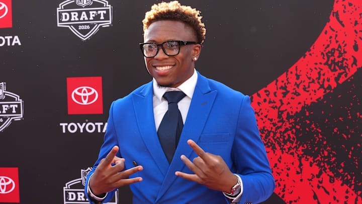 Apr 23, 2026; Pittsburgh, PA, USA; Tennessee Volunteers defensive back Colton Hood poses on the red carpet before the 2026 NFL Draft at Point State Park. Mandatory Credit: Kirby Lee-Imagn Images