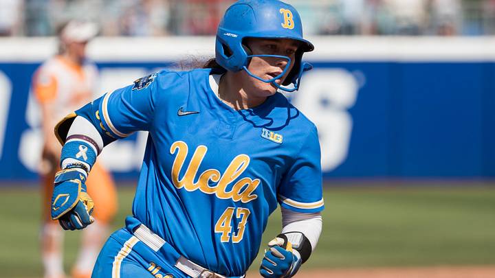 Jun 1, 2025; Oklahoma City, OK, USA; UCLA Bruins utility Megan Grant (43) rounds the bases after hitting a two run home run tying the game in the seventh inning against the Tennessee Lady Volunteers during the NCAA Softball Women's College World Series at Devon Park. Mandatory Credit: Brett Rojo-Imagn Images Jun 1, 2025; Oklahoma City, OK, USA; UCLA Bruins utility Megan Grant (43) rounds the bases after hitting a two run home run tying the game in the seventh inning against the Tennessee Lady Volunteers during the NCAA Softball Women's College World Series at Devon Park. Mandatory Credit: Brett Rojo-Imagn Images