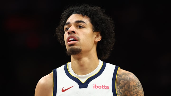 Mar 24, 2026; Phoenix, Arizona, USA; Denver Nuggets guard Julian Strawther (3) against the Phoenix Suns at Mortgage Matchup Center. Mandatory Credit: Mark J. Rebilas-Imagn Images Mar 24, 2026; Phoenix, Arizona, USA; Denver Nuggets guard Julian Strawther (3) against the Phoenix Suns at Mortgage Matchup Center. Mandatory Credit: Mark J. Rebilas-Imagn Images