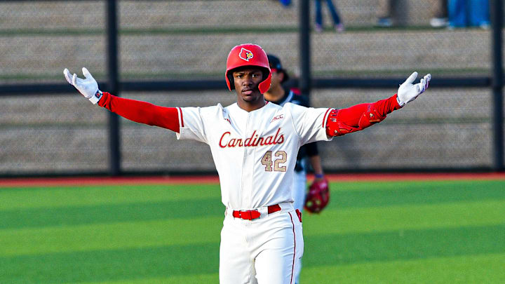 Louisville baseball outfielder Eddie King Jr. (42)