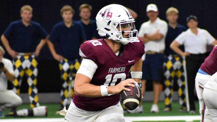 Lewisville's Laykon Brassfield accounted for 6 touchdowns in his starting debut for the Fighting Farmers in Week 1. Lewisville's Laykon Brassfield accounted for 6 touchdowns in his starting debut for the Fighting Farmers in Week 1.