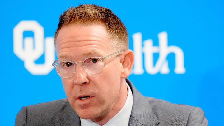Thunder general manager Sam Presti speaks during an introductory press conference for the 2024 Thunder draft picks at Oklahoma Contemporary Arts Center in Oklahoma City, Saturday, June, 29, 2024.