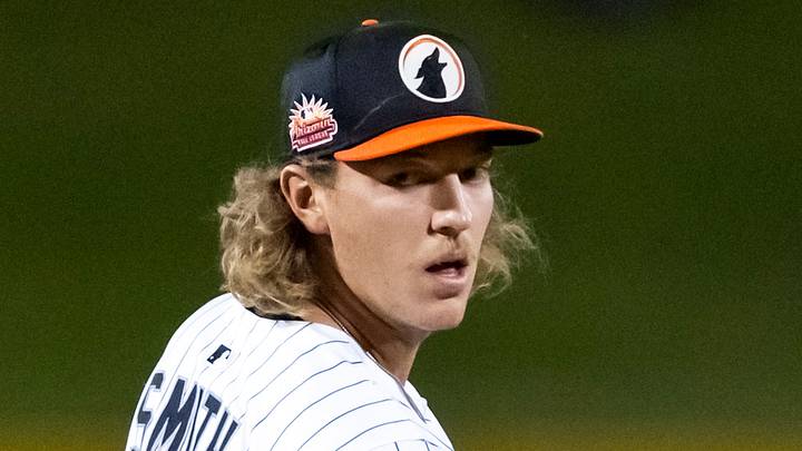 Nov 9, 2025; Mesa, AZ, USA; Chicago White Sox pitcher Hagen Smith during the Arizona Fall League Fall Stars Game at Sloan Park. Mandatory Credit: Mark J. Rebilas-Imagn Images Nov 9, 2025; Mesa, AZ, USA; Chicago White Sox pitcher Hagen Smith during the Arizona Fall League Fall Stars Game at Sloan Park. Mandatory Credit: Mark J. Rebilas-Imagn Images