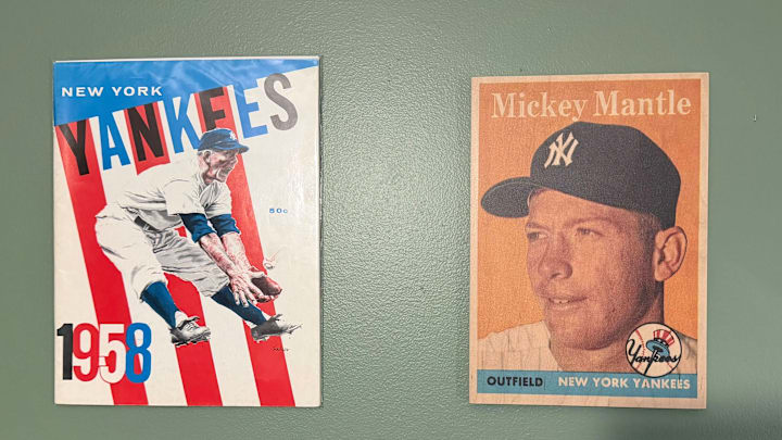 The 1958 Yankees Team Program and artwork of the 1958 Topps Mickey Mantle card