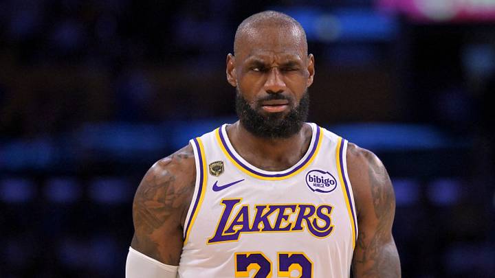 May 9, 2026; Los Angeles, California, USA; Los Angeles Lakers forward LeBron James (23) reacts after a foul in game three of the second round of the 2026 NBA Playoffs against the Oklahoma City Thunder at Crypto.com Arena. Mandatory Credit: Jayne Kamin-Oncea-Imagn Images