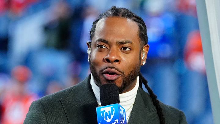 Oct 15, 2026; Denver, Colorado, USA;  Thursday Night Football host Richard Sherman before the game between Seattle Seahawks and Denver Broncos at Empower Field at Mile High.  