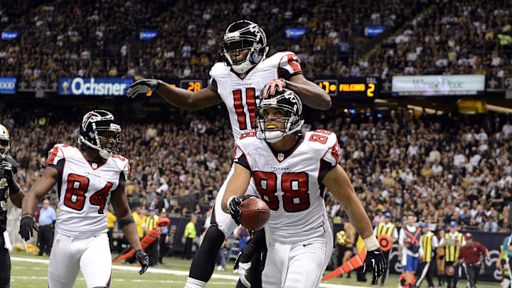 Former Atlanta Falcons Julio Jones and Tony Gonzalez were included in ESPN's All Quarter Century Team. Former Atlanta Falcons Julio Jones and Tony Gonzalez were included in ESPN's All Quarter Century Team.