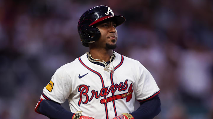 Atlanta Braves second baseman Ozzie Albies (1) walks against the New York Mets in the fifth inning at Truist Park on June 19. 