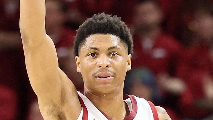Feb 21, 2026; Fayetteville, Arkansas, USA; Arkansas Razorbacks guard Meleek Thomas (1): Nelson Chenault-Imagn Images Feb 21, 2026; Fayetteville, Arkansas, USA; Arkansas Razorbacks guard Meleek Thomas (1): Nelson Chenault-Imagn Images