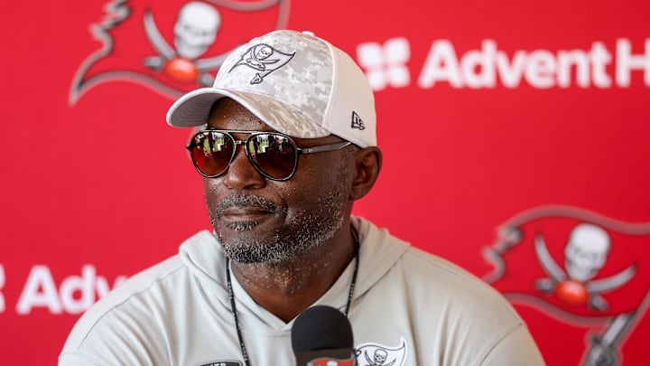 Tampa Bay Buccaneers head coach Todd Bowles talks to media after training camp.
