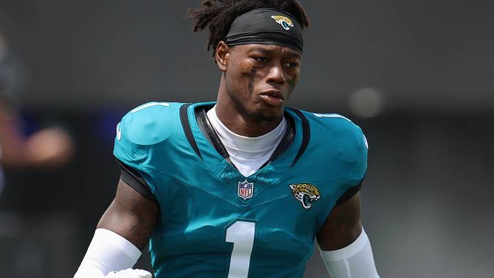 Sep 13, 2026; Jacksonville, Florida, USA;  Jacksonville Jaguars cornerback Montaric Brown (1) before the game against the Cleveland Browns at EverBank Stadium.  Mandatory Credit: Nathan Ray Seebeck-Imagn Images