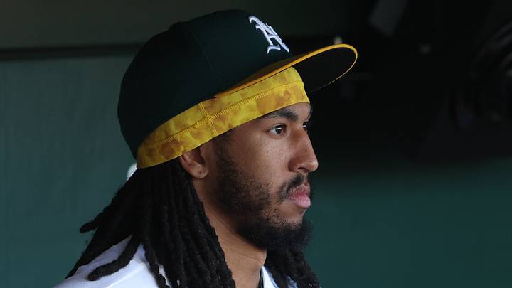 Jul 3, 2026; West Sacramento, California, USA; Athletics third baseman Joshua Kuroda-Grauer (44) looks on from the dugout before the start of a game against the Miami Marlins at Sutter Health Park. Mandatory Credit: Dennis Lee-Imagn Images Jul 3, 2026; West Sacramento, California, USA; Athletics third baseman Joshua Kuroda-Grauer (44) looks on from the dugout before the start of a game against the Miami Marlins at Sutter Health Park. Mandatory Credit: Dennis Lee-Imagn Images