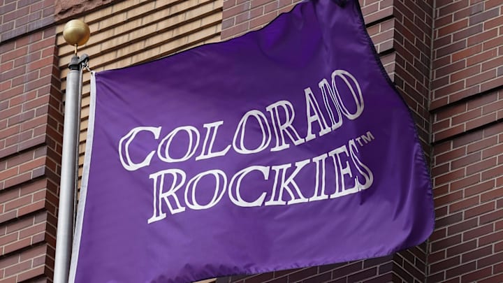 Apr 7, 2018; Denver, CO, USA; A general view of a Colorado Rockies flag before a game against the Atlanta Braves at Coors Field. Mandatory Credit: Troy Babbitt-Imagn Images

