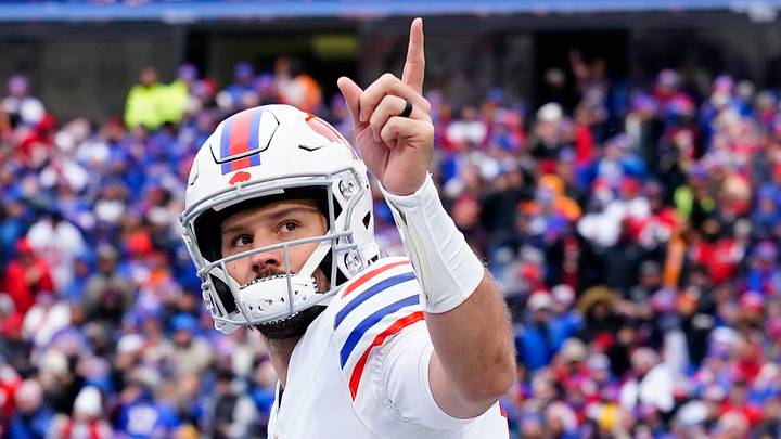 Nov 16, 2025; Orchard Park, New York, USA;  Buffalo Bills quarterback Josh Allen (17) takes the field prior to the game against the Tampa Bay Buccaneers at Highmark Stadium. Mandatory Credit: Gregory Fisher-Imagn Images