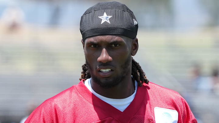 Jul 22, 2025; Oxnard, CA, USA; Dallas Cowboys quarterback Joe Milton III (10) during training camp at the River Ridge Fields. Mandatory Credit: Kirby Lee-Imagn Images