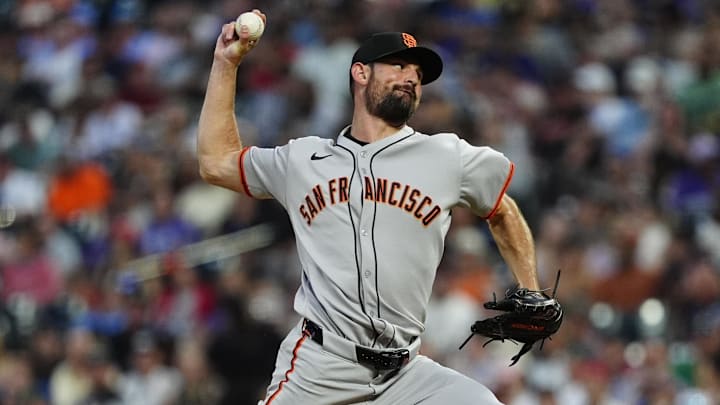 Jun 11, 2025; Denver, Colorado, USA; San Francisco Giants relief pitcher Tristan Beck (43) delivers a pitch in the eighth inning against the Colorado Rockies at Coors Field. Mandatory Credit: Ron Chenoy-Imagn Images Jun 11, 2025; Denver, Colorado, USA; San Francisco Giants relief pitcher Tristan Beck (43) delivers a pitch in the eighth inning against the Colorado Rockies at Coors Field. Mandatory Credit: Ron Chenoy-Imagn Images