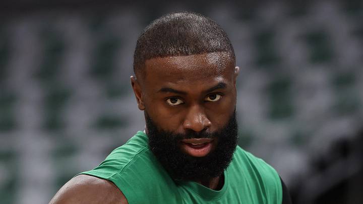 May 2, 2026; Boston, Massachusetts, USA; Boston Celtics guard Jaylen Brown (7) on the court before game seven of the first round of the 2026 NBA Playoffs against the Philadelphia 76ers at TD Garden. Mandatory Credit: Winslow Townson-Imagn Images