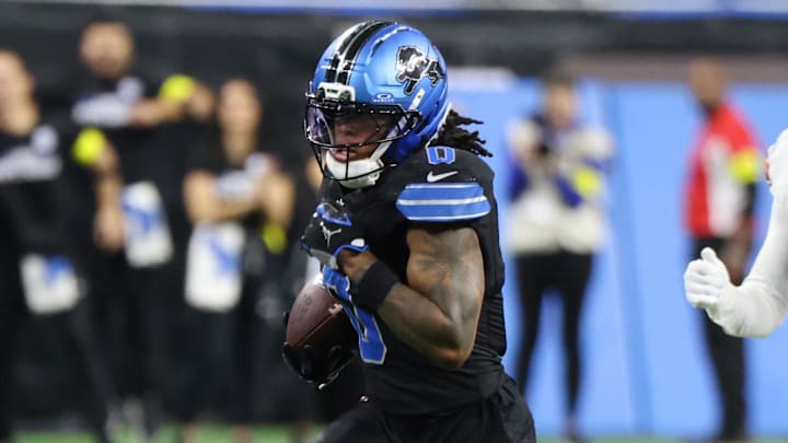 Detroit Lions running back Jahmyr Gibbs (0). Detroit Lions running back Jahmyr Gibbs (0).