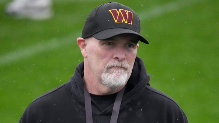 Nov 13, 2025; Madrid, Spain; Washington Commanders head coach Dan Quinn during practice at Ciudad Deportiva del Real Madrid. Mandatory Credit: Kirby Lee-Imagn Images Nov 13, 2025; Madrid, Spain; Washington Commanders head coach Dan Quinn during practice at Ciudad Deportiva del Real Madrid. Mandatory Credit: Kirby Lee-Imagn Images