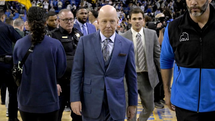 Feb 4, 2025; Los Angeles, California, USA; UCLA Bruins head coach Mick Cronin leaves the court after the game against the Michigan State Spartans at Pauley Pavilion presented by Wescom. Mandatory Credit: Jayne Kamin-Oncea-Imagn Images Feb 4, 2025; Los Angeles, California, USA; UCLA Bruins head coach Mick Cronin leaves the court after the game against the Michigan State Spartans at Pauley Pavilion presented by Wescom. Mandatory Credit: Jayne Kamin-Oncea-Imagn Images