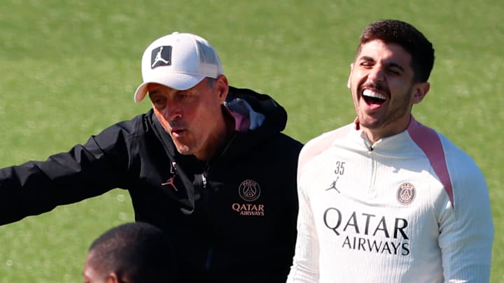 Luis Enrique et Lucas Beraldo - PSG