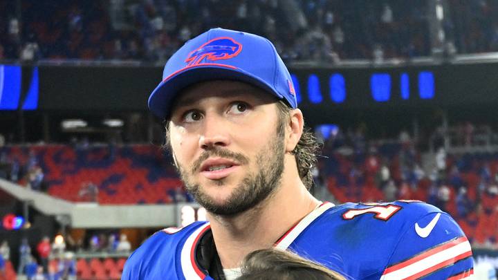 Sep 17, 2026; Orchard Park, New York, USA;  Buffalo Bills quarterback Josh Allen (17) is interviewed after the game against the Detroit Lions at New Highmark Stadium.  Mandatory Credit: Mark Konezny-Imagn Images