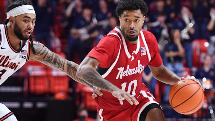 Nebraska's Jamarques Lawrence drives the ball past Kylan Boswell during the second half of the Huskers' 83-80 win over Illinois. Nebraska's Jamarques Lawrence drives the ball past Kylan Boswell during the second half of the Huskers' 83-80 win over Illinois.