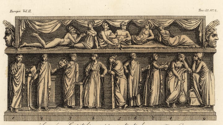 Capotoline sarcophagus representing the Nine Muses