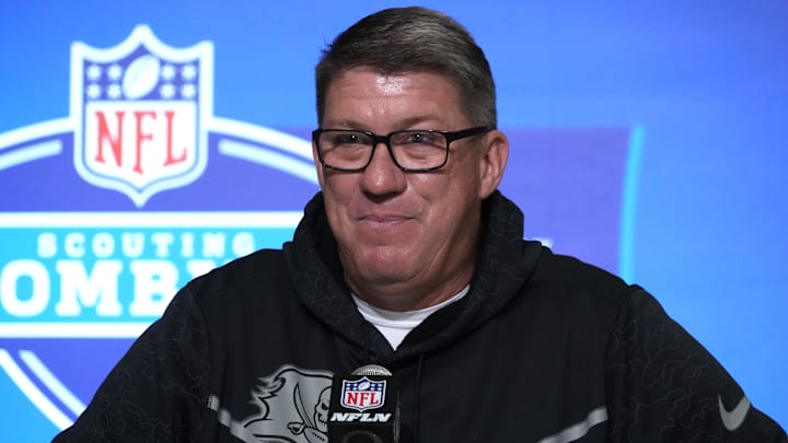 Feb 28, 2023; Indianapolis, IN, USA; Tampa Bay Buccaneers general manager Jason Licht during the NFL combine at the Indiana Convention Center. Mandatory Credit: Kirby Lee-Imagn Images