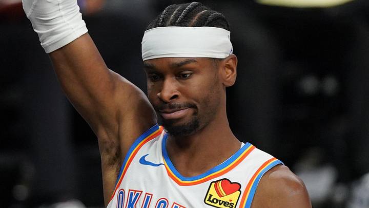 May 28, 2026; San Antonio, Texas, USA; Oklahoma City Thunder guard Shai Gilgeous-Alexander (2) reacts against the San Antonio Spurs in the second half during game six of the western conference finals for the 2026 NBA playoffs at Frost Bank Center. Mandatory Credit: Dustin Safranek-Imagn Images May 28, 2026; San Antonio, Texas, USA; Oklahoma City Thunder guard Shai Gilgeous-Alexander (2) reacts against the San Antonio Spurs in the second half during game six of the western conference finals for the 2026 NBA playoffs at Frost Bank Center. Mandatory Credit: Dustin Safranek-Imagn Images