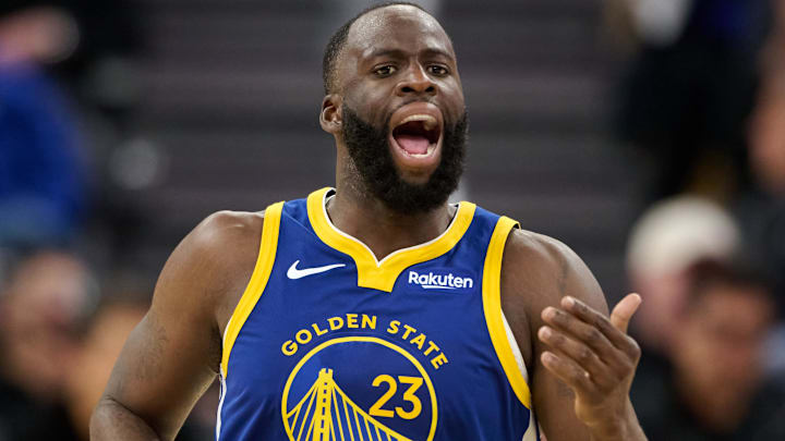 Jan 7, 2026; San Francisco, California, USA; Golden State Warriors forward Draymond Green (23) reacts against the Milwaukee Bucks during the fourth quarter at Chase Center. Mandatory Credit: Robert Edwards-Imagn Images Jan 7, 2026; San Francisco, California, USA; Golden State Warriors forward Draymond Green (23) reacts against the Milwaukee Bucks during the fourth quarter at Chase Center. Mandatory Credit: Robert Edwards-Imagn Images