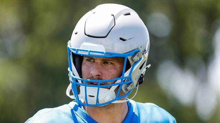 Detroit Lions tight end Sam LaPorta (87) walks off the field after practice during OTAs at Detroit Lions headquarters and training facility in Allen Park on Thursday, May 30, 2024. Detroit Lions tight end Sam LaPorta (87) walks off the field after practice during OTAs at Detroit Lions headquarters and training facility in Allen Park on Thursday, May 30, 2024.