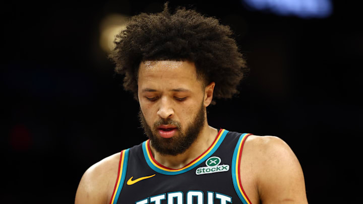 Jan 29, 2026; Phoenix, Arizona, USA; Detroit Pistons guard Cade Cunningham (2) reacts against the Phoenix Suns in the first half at Mortgage Matchup Center. Mandatory Credit: Mark J. Rebilas-Imagn Images Jan 29, 2026; Phoenix, Arizona, USA; Detroit Pistons guard Cade Cunningham (2) reacts against the Phoenix Suns in the first half at Mortgage Matchup Center. Mandatory Credit: Mark J. Rebilas-Imagn Images