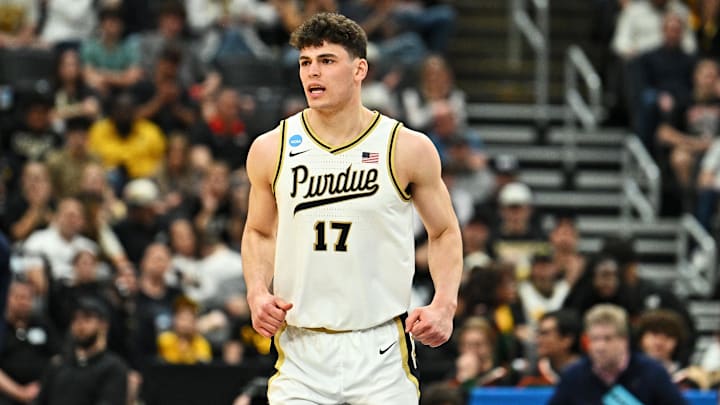 Purdue Boilermakers guard Omer Mayer (17) after making a shot.