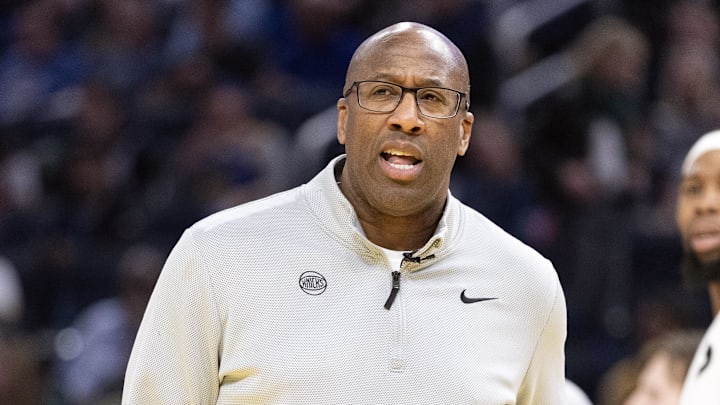 Jan 15, 2026; San Francisco, California, USA; New York Knicks head coach Mike Brown reacts to a call during the second quarter against the Golden State Warriors at Chase Center. Mandatory Credit: D. Ross Cameron-Imagn Images