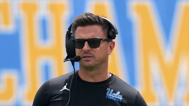 May 2, 2026; Pasadena, CA, USA; UCLA Bruins coach Bob Chesney reacts during the spring game at Rose Bowl. Mandatory Credit: Kirby Lee-Imagn Images May 2, 2026; Pasadena, CA, USA; UCLA Bruins coach Bob Chesney reacts during the spring game at Rose Bowl. Mandatory Credit: Kirby Lee-Imagn Images