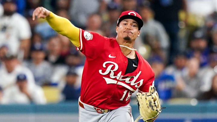 Cincinnati Reds third baseman Noelvi Marte (16) throws