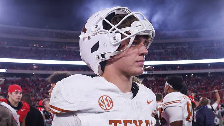 Texas Longhorns quarterback Arch Manning (16) looks on after a game against the Georgia Bulldogs at Sanford Stadium. Texas Longhorns quarterback Arch Manning (16) looks on after a game against the Georgia Bulldogs at Sanford Stadium.