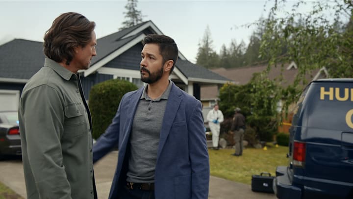 Martin Henderson as Jack Sheridan and Marco Grazzini as Mike Valenzuela in Episode #701 of Virgin River S7