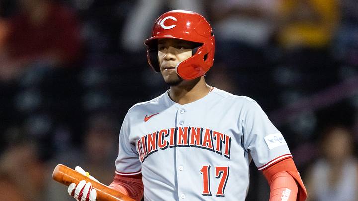 Nov 9, 2025; Mesa, AZ, USA; Cincinnati Reds infielder Leo Balcazar during the Arizona Fall League Fall Stars Game at Sloan Park. Mandatory Credit: Mark J. Rebilas-Imagn Images