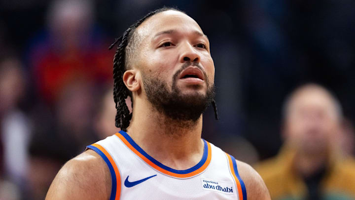 Jan 9, 2026; Phoenix, Arizona, USA; New York Knicks guard Jalen Brunson (11) against the Phoenix Suns at Mortgage Matchup Center. Mandatory Credit: Mark J. Rebilas-Imagn Images