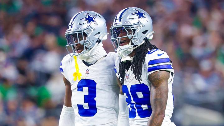 Dallas Cowboys wide receivers George Pickens and CeeDee Lamb react during the game against the Philadelphia Eagles Dallas Cowboys wide receivers George Pickens and CeeDee Lamb react during the game against the Philadelphia Eagles
